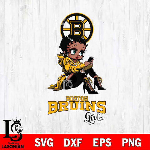 Boston Bruins Beauty Black Fan Girl Football, Svg Eps Dxf Png File, Digital Download