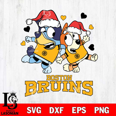 Boston Bruins Bluey Christmas NFL Svg Eps Dxf Png File, Digital Download