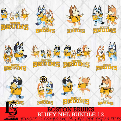 Boston Bruins Bluey Dace Mode NHL Bundle 12 SVG Eps Dxf Png File, Digital Download, Instant Download