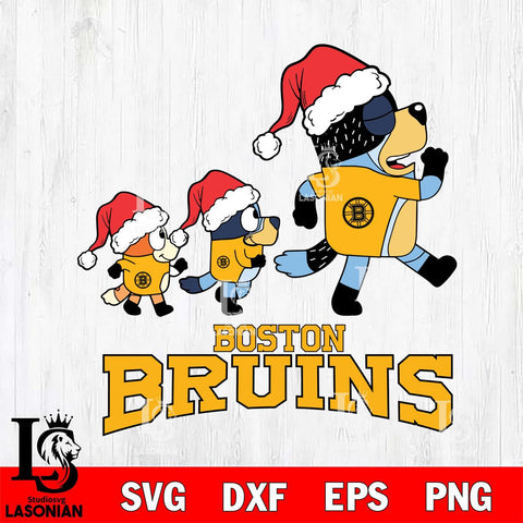 Boston Bruins Bluey Family Christmas Svg Eps Dxf Png File, Digital Download