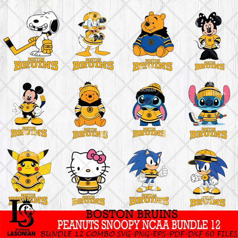 Boston Bruins Disney Hockey NHL Bundle 12 SVG DXF EPS PNG FILE,NHL Bundle File Cut,Disney Digital Download,Instant Download, Silhouette