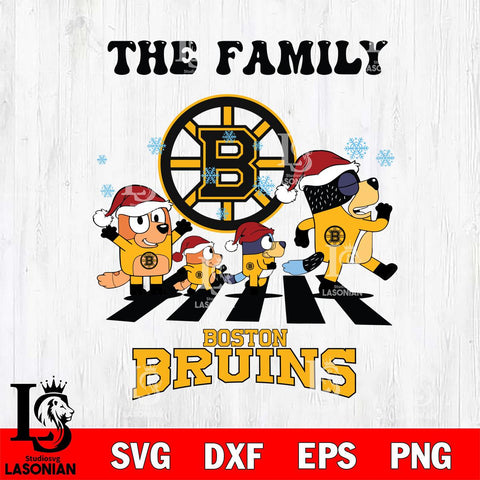 Boston Bruins Family Bluey Christmas Svg Eps Dxf Png File, Digital Download