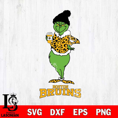 Boston Bruins Grinch Leopard Coffee Svg Eps Dxf Png File, Digital Download, Instant Download