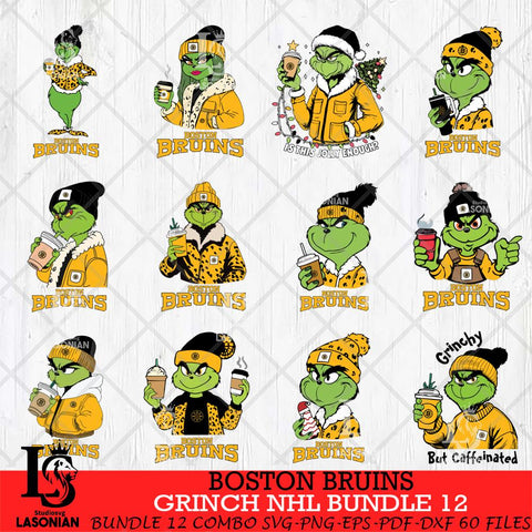 Boston Bruins Grinch NHL Bundle 12 SVG Eps Dxf Png File, Digital Download, Instant Download