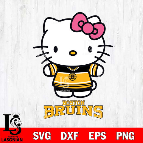 Boston Bruins Hello Kitty NHL Hockey SVG DXF EPS PNG FILE,NHL File Cut,Disney Digital Download,Instant Download, Silhouette
