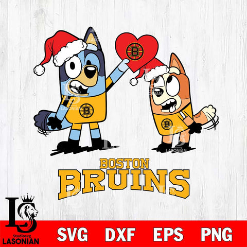 Boston Bruins Love Bluey Christmas Svg Eps Dxf Png File, Digital Download