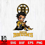 Boston Bruins Style Black Fan Girl Betty Boop, Svg Eps Dxf Png File, Digital Download
