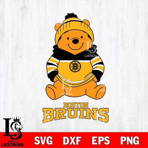 Boston Bruins Winnie The Pooh Hockey SVG DXF EPS PNG FILE,NHL File Cut,Disney Digital Download,Instant Download, Silhouette