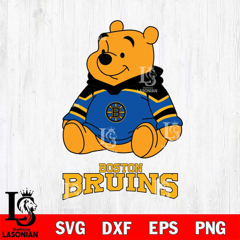 Boston Bruins Winnie The Pooh NHL Hockey SVG DXF EPS PNG FILE,NHL File Cut,Disney Digital Download,Instant Download, Silhouette