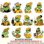 Boston Bruins  Boujee Grinch NHL Bundle 12 SVG Eps Dxf Png File, Digital Download, Instant Download