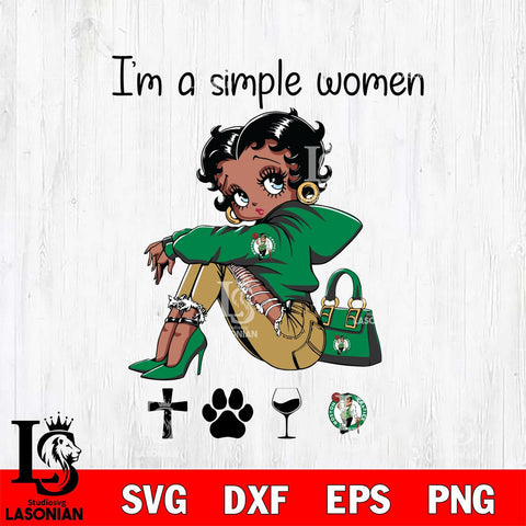 Boston Celtics Betty Boop Black Fan I Am Simple Women Svg Eps Dxf Png File, Digital Download