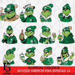 Boston Celtics Boujee Grinch NBA Bundle 12 SVG Eps Dxf Png File, Digital Download, Instant Download