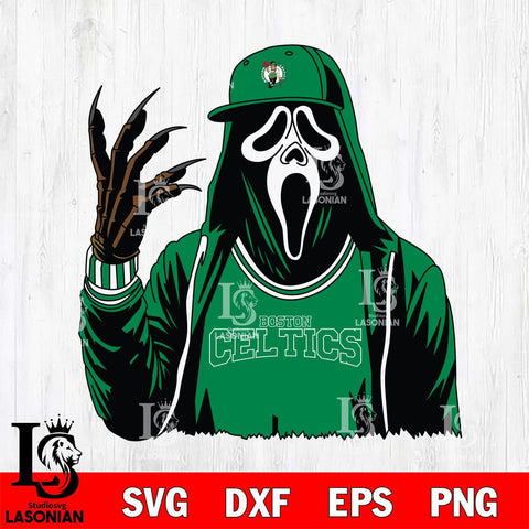 Boston Celtics Ghostface Horror basketball SVG DXF EPS PNG FILE, NBA File Cut,Halloween Digital Download,Instant Download, Silhouette