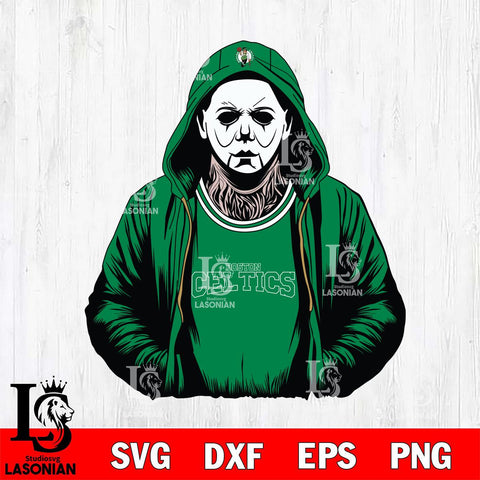 Boston Celtics Michael Myers Horror basketball SVG DXF EPS PNG FILE, NBA File Cut,Halloween Digital Download,Instant Download, Silhouette