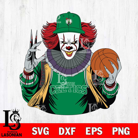 Boston Celtics Pennywise Horror basketball SVG DXF EPS PNG FILE, NBA File Cut,Halloween Digital Download,Instant Download, Silhouette