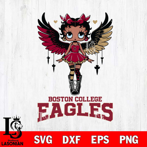 Boston College Eagles Anglel Black Fan Girl Betty Boop, Svg Eps Dxf Png File, Digital Download