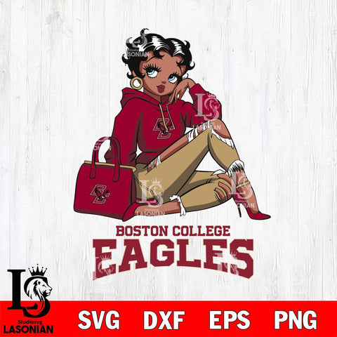Boston College Eagles Awesome Black Fan Girl Betty Boop, Svg Eps Dxf Png File, Digital Download