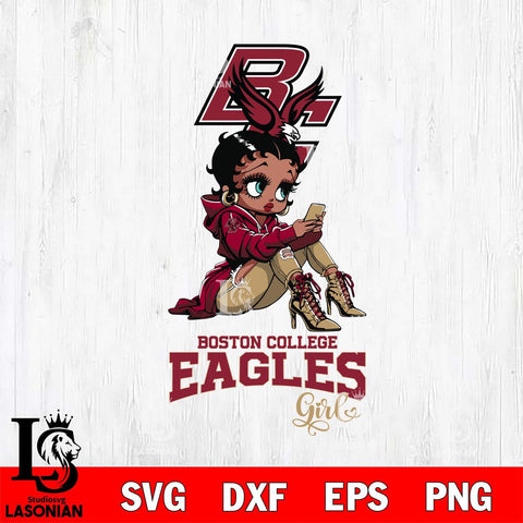 Boston College Eagles Beauty Black Fan Girl Football, Svg Eps Dxf Png File, Digital Download
