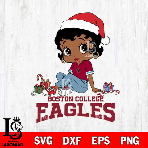 Boston College Eagles Betty Boop Christmas File Cut, NCAA SVG DXF EPS PNG PDF File, Digital Download , Criucut , Silhouette