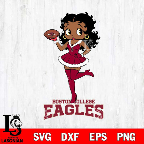 Boston College Eagles Betty Boop Christmas Rugby File Cut, NCAA SVG DXF EPS PNG PDF File, Digital Download , Criucut , Silhouette