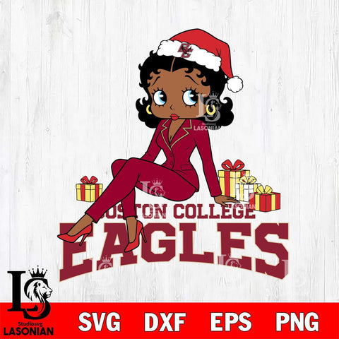 Boston College Eagles Betty Boop Christmas fan File Cut, NCAA SVG DXF EPS PNG PDF File, Digital Download , Criucut , Silhouette