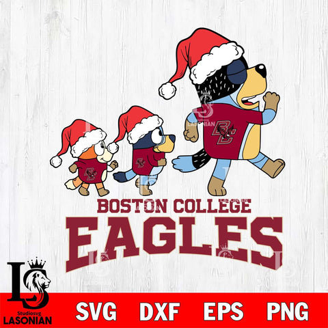 Boston College Eagles Bluey Family Christmas Svg Eps Dxf Png File, Digital Download
