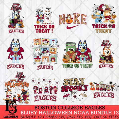 Boston College Eagles Bluey Halloween NCAA 12 SVG Eps Dxf Png File, Bundle NCAA svg, Digital Download, Instant Download