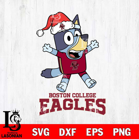 Boston College Eagles Bluey Happy Christmas Svg Eps Dxf Png File, Digital Download
