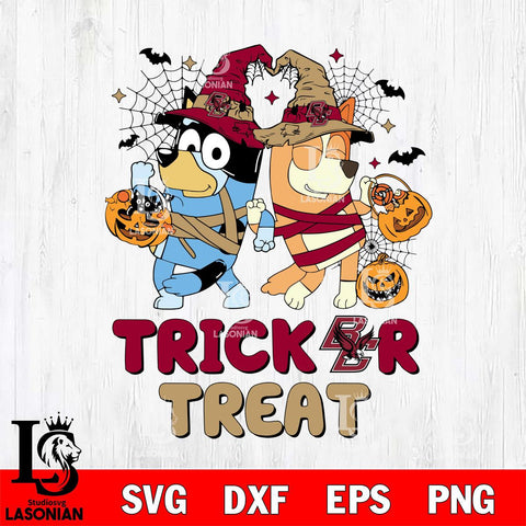 Boston College Eagles Bluey Trick or Treat Halloween 2 Svg Eps Dxf Png File, Digital Download, Instant Download