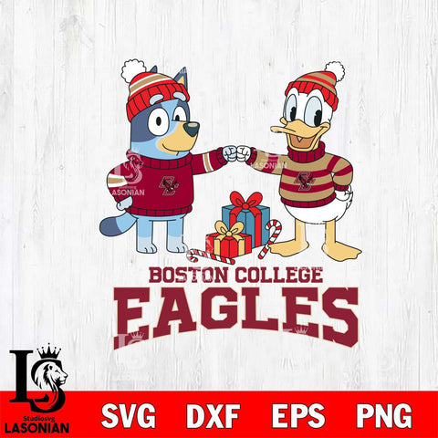 Boston College Eagles Bluey With Donald Duck Christmas File Cut, NCAA SVG DXF EPS PNG FILE, Digital Download,Instant Download, Silhouette