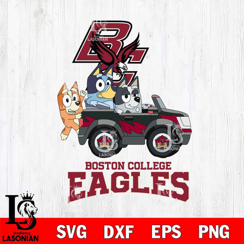 Boston College Eagles Bluey friends car Svg Eps Dxf Png File, NCAA svg, Digital Download, Instant Download