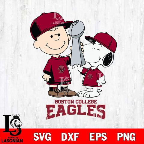 Boston College Eagles Charlie Brown and Snoopy Champions Svg Eps Dxf Png File, NCAA svg , Digital Download , Instant Download, Cricut File