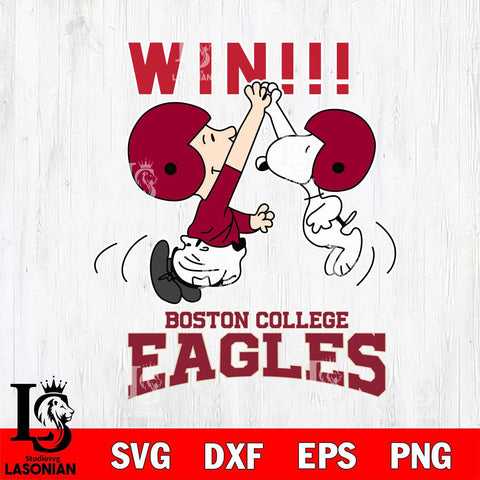 Boston College Eagles Charlie Brown and Snoopy Win Svg Eps Dxf Png File, NCAA svg , Digital Download , Instant Download, Cricut File