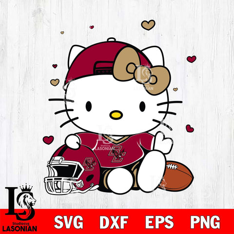 Boston College Eagles Cute Hello Kitty Football Svg Eps Dxf Png File, NCAA svg, Digital Download, Instant Download