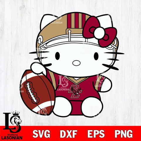 Boston College Eagles Cute Hello Kitty Football 5 Svg Eps Dxf Png File, NCAA svg, Digital Download, Instant Download