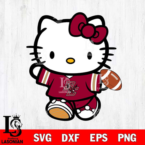Boston College Eagles Cute Hello Kitty Football 7 Svg Eps Dxf Png File, NCAA svg, Digital Download, Instant Download