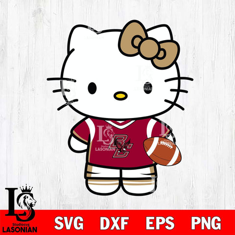 Boston College Eagles Cute Hello Kitty Football 8 Svg Eps Dxf Png File, NCAA svg, Digital Download, Instant Download