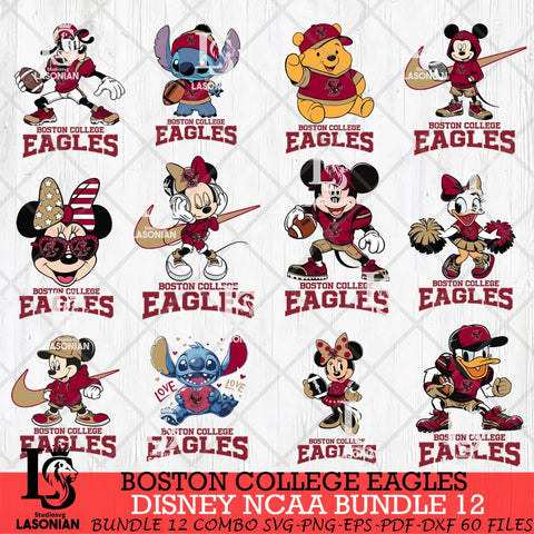 Boston College Eagles Disney NCAA Bundle Svg PNG 12 Svg Eps Dxf Png File, Digital Download