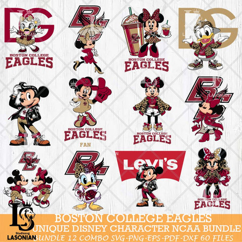 Boston College Eagles Disney character NCAA Bundle 12 Svg Eps Dxf Png File, Digital Download, Instant Download