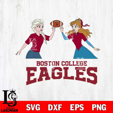 Boston College Eagles Elsa & Anna Football Cricut,Christmas SVG DXF EPS PNG FILE, NCAA Digital Download,Instant Download, Silhouette
