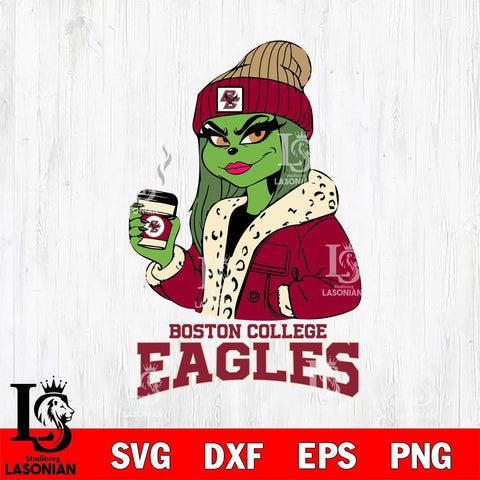 Boston College Eagles Girls Grinch Bougie Svg Eps Dxf Png File, Digital Download, Instant Download