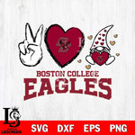 Boston College Eagles Gnomes Peace & Love Svg Eps Dxf Png File, Digital Download, Instant Download