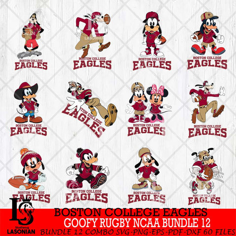 Boston College Eagles Goofy Rugby Disney NCAA Bundle 12 SVG DXF EPS PNG FILE,NCAA bundle svg ,Football Digital Download,Instant Download, Silhouette
