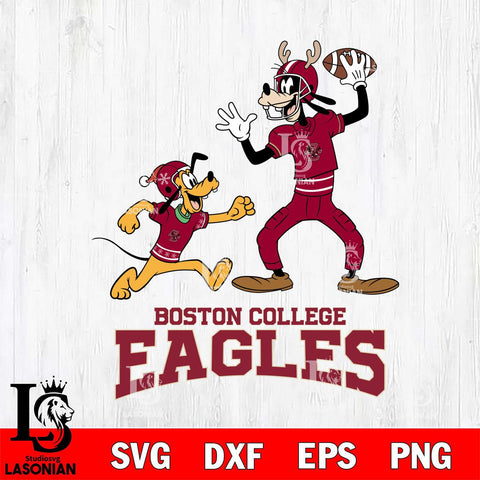 Boston College Eagles Goofy & Pluto Football Cricut,Christmas SVG DXF EPS PNG FILE, NCAA Digital Download,Instant Download, Silhouette