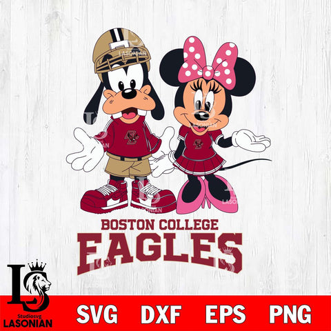Boston College Eagles Goofy and Minnie mouse Football SVG DXF EPS PNG FILE,NCAA svg ,Football Digital Download,Instant Download, Silhouette
