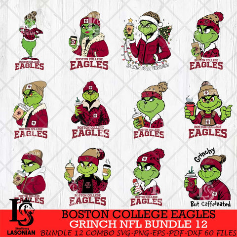 Boston College Eagles Grinch NCAA Bundle 12 SVG Eps Dxf Png File, Digital Download, Instant Download
