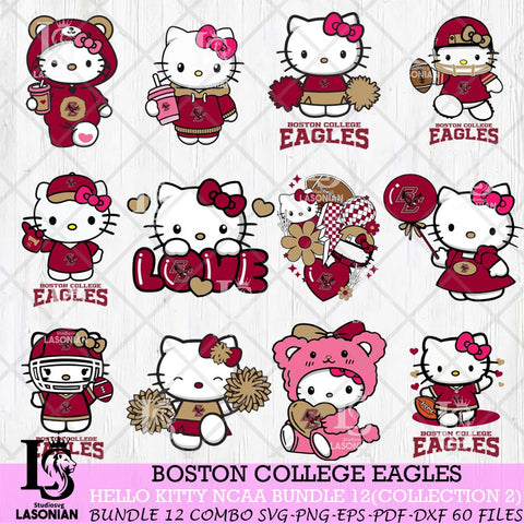 Boston College Eagles Hello Kitty Bundle 12 SVG Svg Eps Dxf Png File, Digital Download, Instant Download