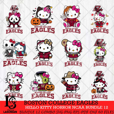 Boston College Eagles Hello Kitty Horror NCAA Bundle 12 SVG Svg Eps Dxf Png File, Digital Download