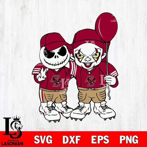 Boston College Eagles Jack Skellington And Pennywise Football Svg Eps Dxf Png File, NCAA svg, Digital Download, Instant Download
