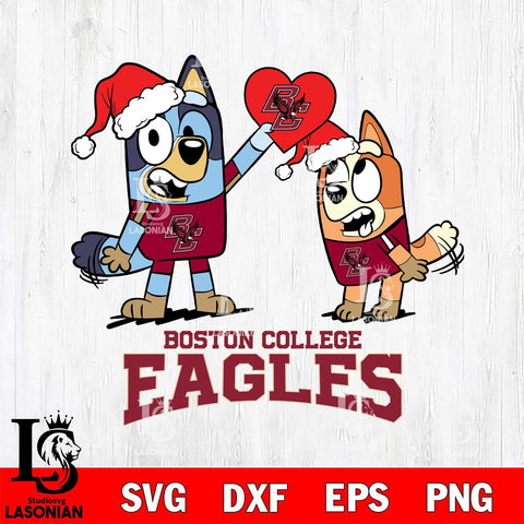 Boston College Eagles Love Bluey Christmas Svg Eps Dxf Png File, Digital Download